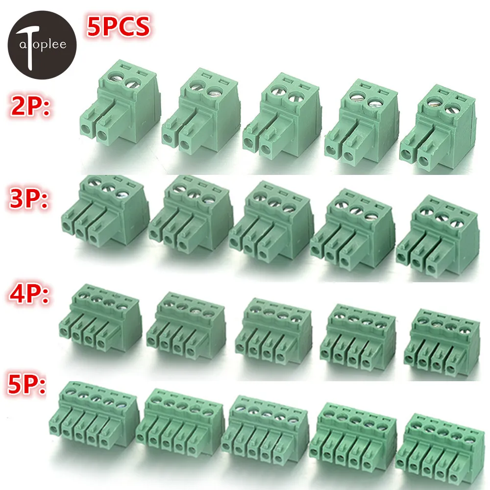 5 шт. 2 P/3 P/4 P/5 P 3 мм штекер PCB клеммный блок соединитель 28 16AWG прямой Штифт винтовой