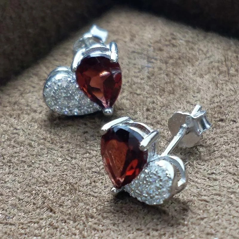 Маленькие серьги FLZB из серебра 925 пробы с натуральным гранатом|earrings for|earrings for