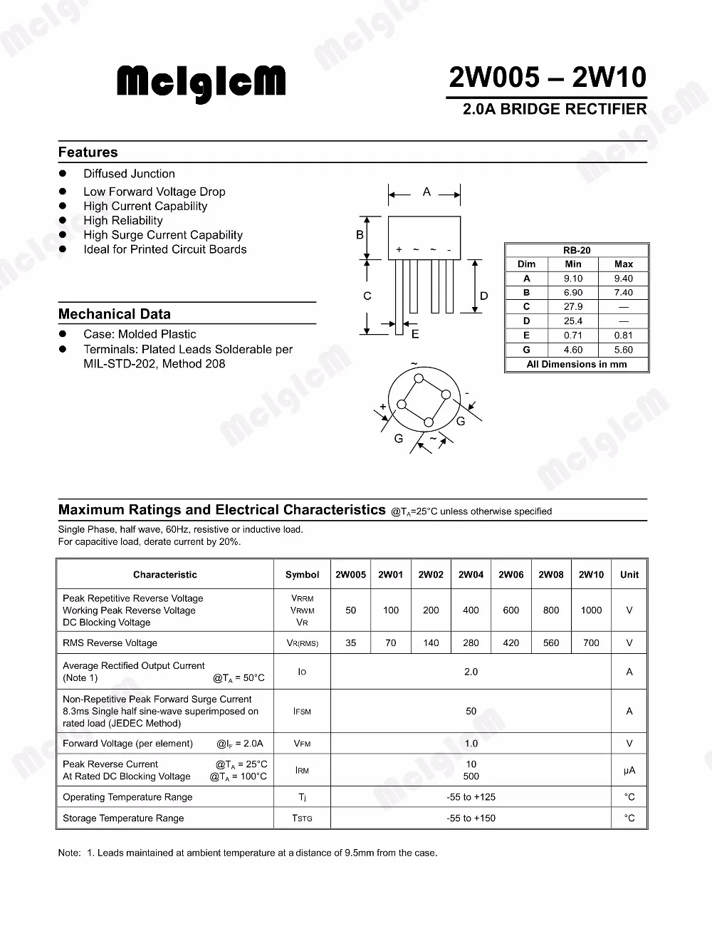 MCIGICM 20 шт. 2w10 2A 1000 В диодный мост выпрямитель 2w10|bridge rectifier|diode bridge rectifierdiode |