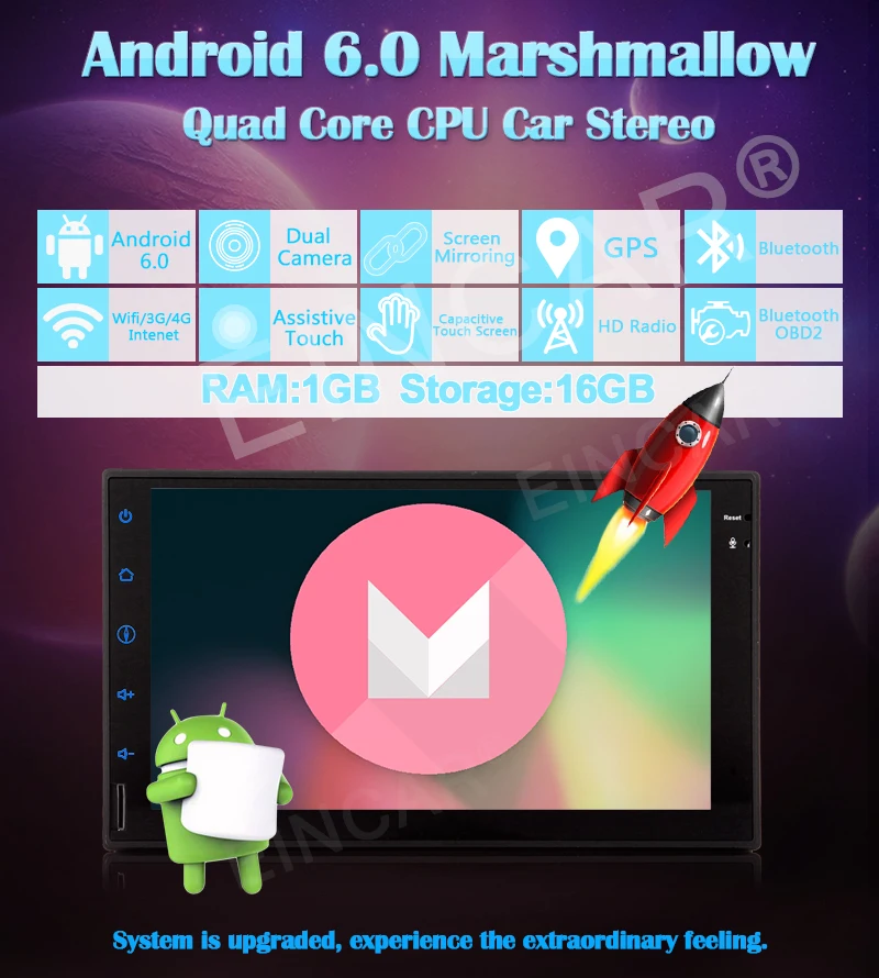 Android 6 0 Автомобильный стерео для универсального 2 Din 7 &quotемкостный сенсорный экран