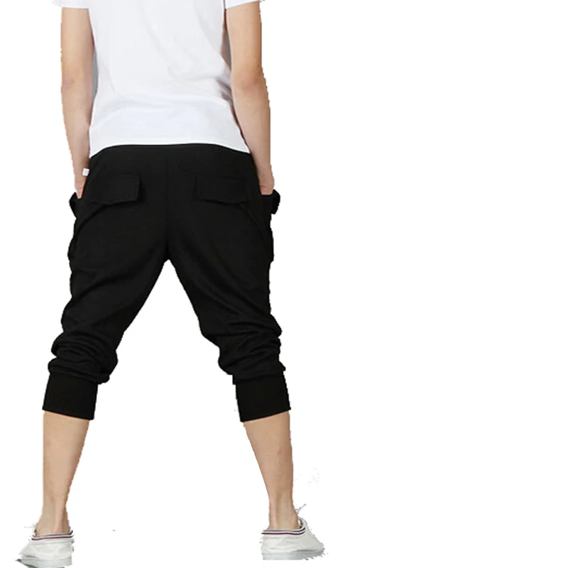 Популярные повседневные свободные мужские укороченные штаны шаровары