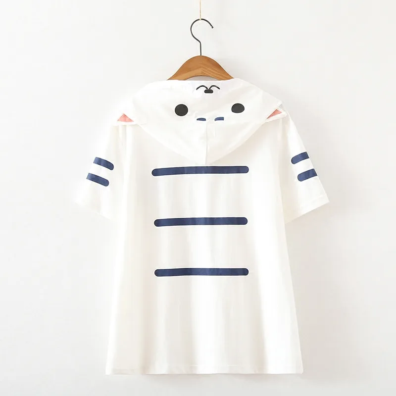 Женская футболка в японском стиле с мультяшным котом Новое поступление 2020