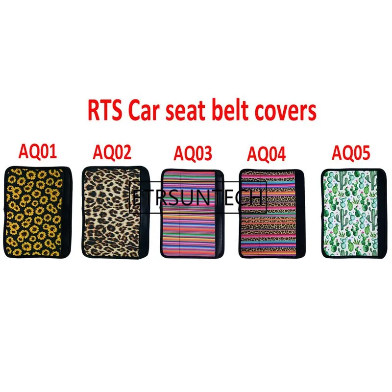 Note styles you want 4PCS Neoprene Sunflower Leopard cactus Car Safety Seat Belt Pad Cover Belt Strap Shoulder Pad for Adults and Children - Цвет: Note styles you want