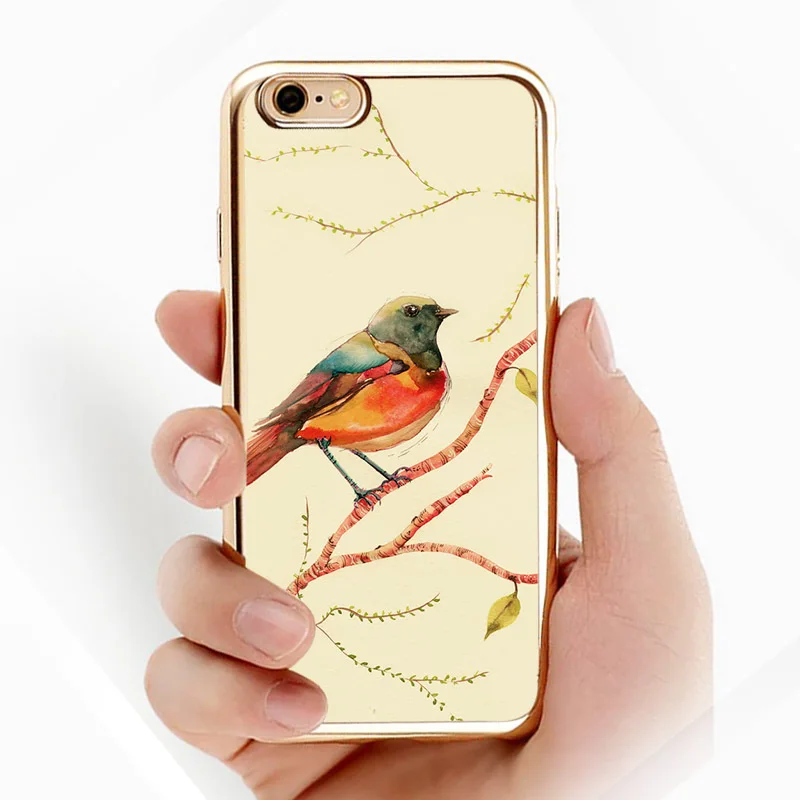 Lotezly для iPhone 6 покрытие TPU телефон Shell случаях птица иллюстрации (взять 7 чехол)
