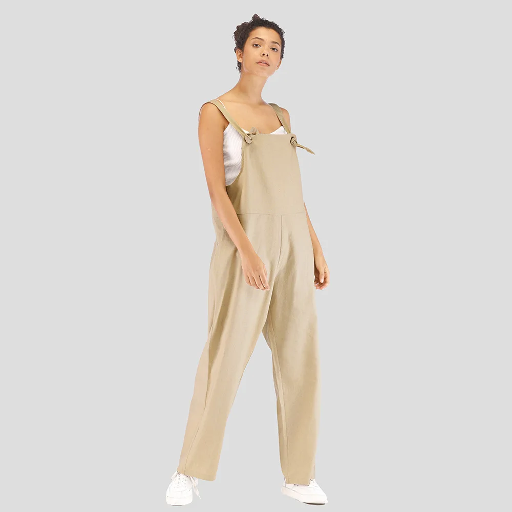 Женский свободный комбинезон в Корейском стиле повседневный летний цвета хаки