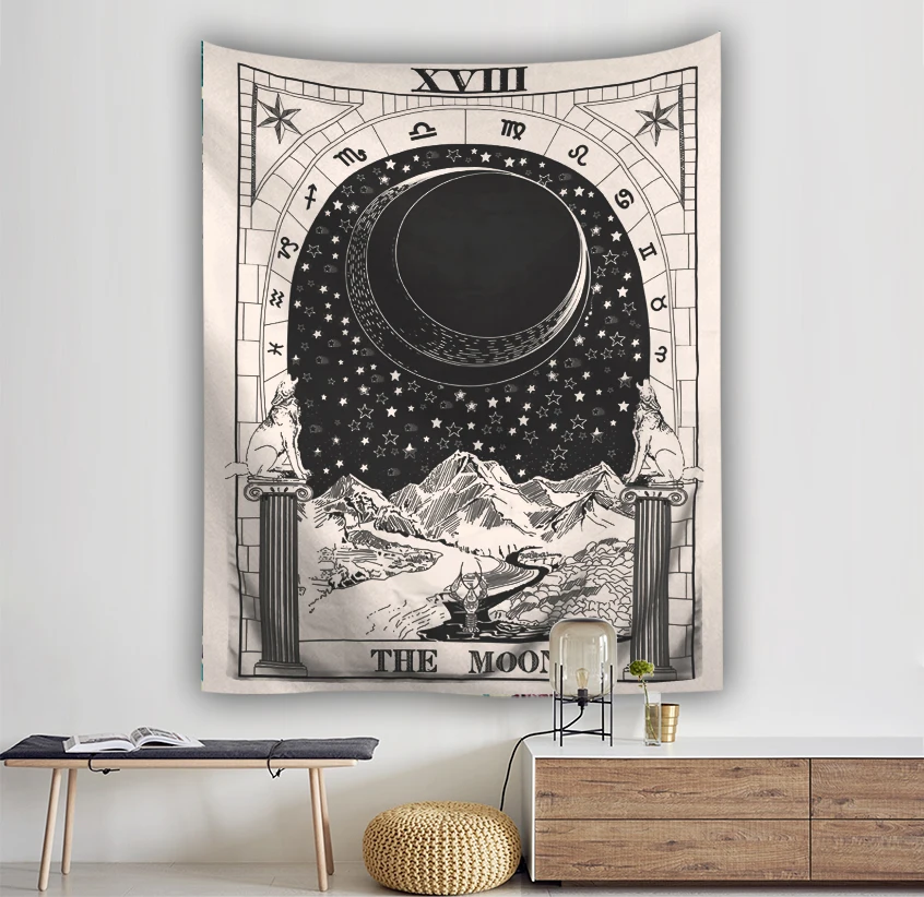 Настенный Гобелен Таро с Луной расшитый звездами полиэфирные тканевые гобелены