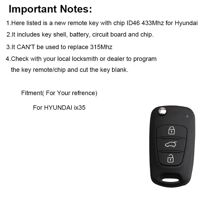 3 кнопки складной стол для HYUNDAI i20 i30 ix35 ключ 433 МГц ID46 чип TOY40 лезвие дистанционного брелок в комплекте дистанционный ключ
