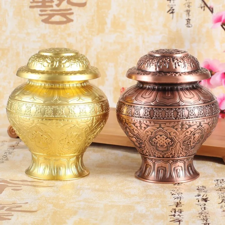 Тибетский Стиль буддийская бутылка Калаша вода предлагает Будды Водолей золотые