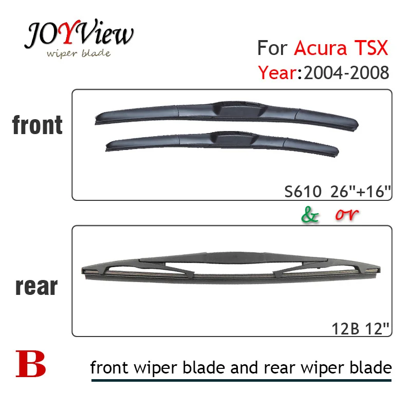 S610 передняя щетка стеклоочистителя и Задняя для ACURA TSX (2004 2008) 12 &quotЗадняя TSX|wiper