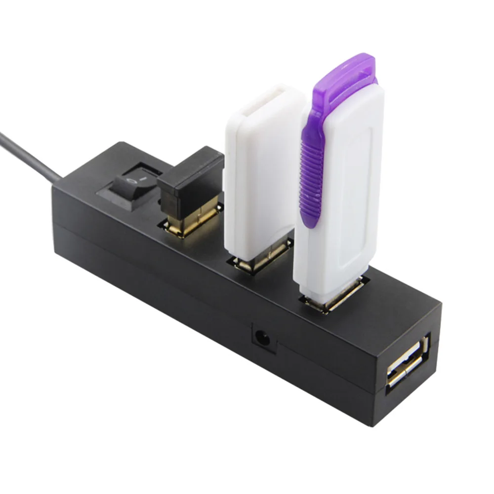 4 порта USB 2,0 концентратор usb-хаб разветвитель с переключателем питания или ЕС/США адаптер высокая скорость для портативных ПК совместимый USB2.0/1,1/1,0