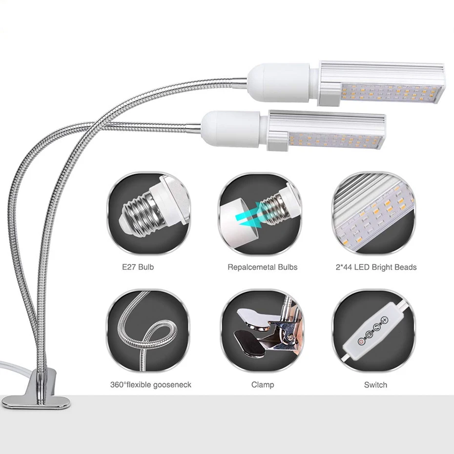 phytolamp 50W Led Grow Light Full Spectrum Lamp For Plant Potted Vegetable Flower 88LEDs Dimmable Plants Lamps