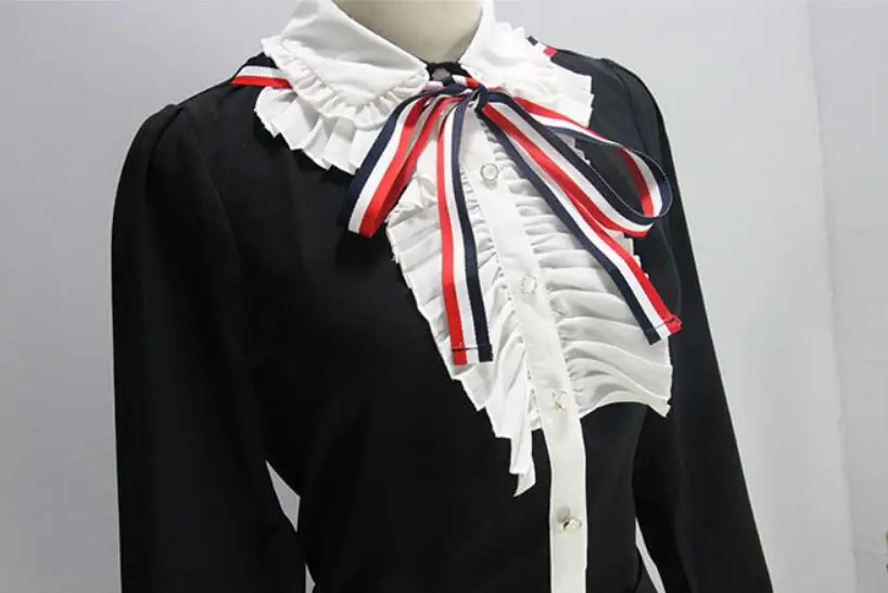 British Style OL Women Skirts Suits Spring Autumn Ruffles Elegant Bows Shirts And Skirts Ladies Women Party Clothing Sets CC065