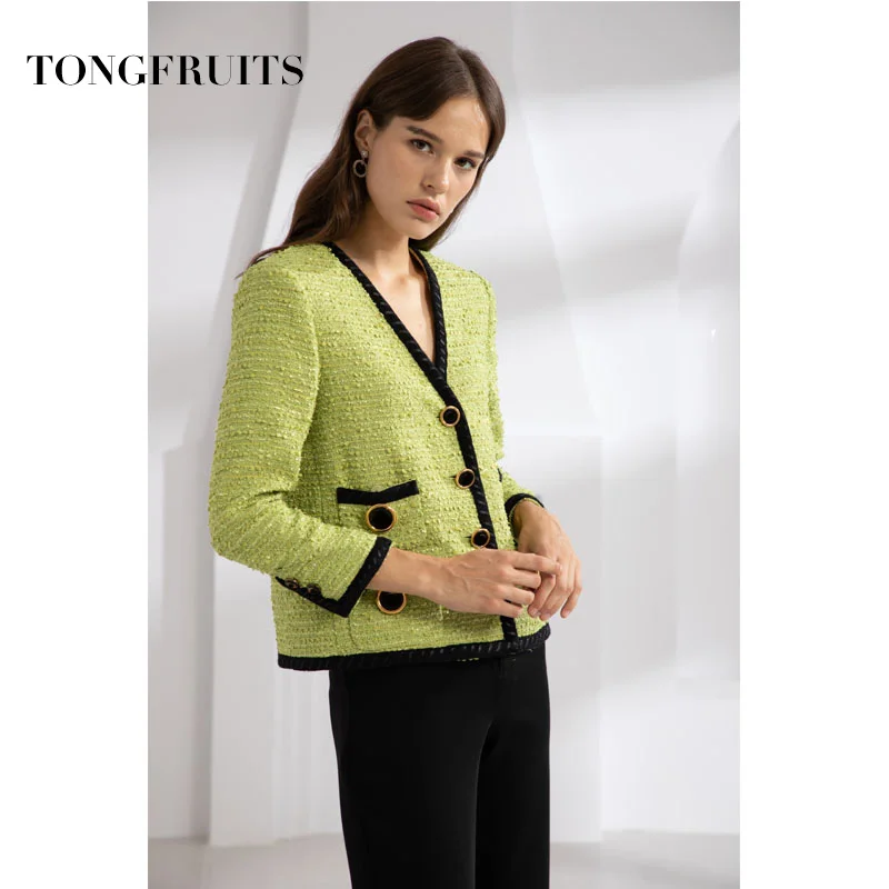 Зеленая верхняя одежда Женская Осенняя элегантная однотонная однобортная