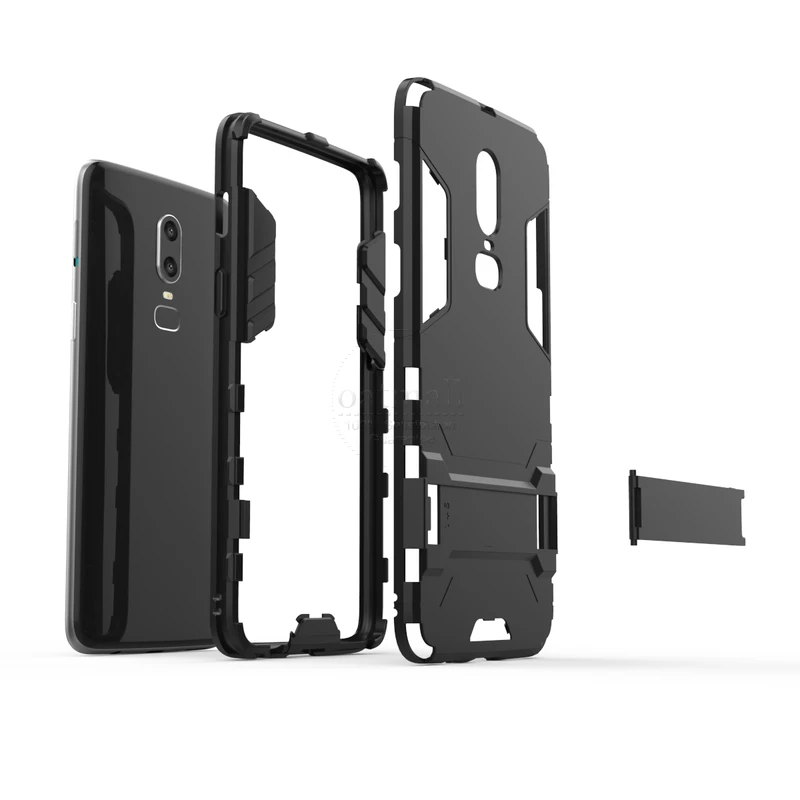 Новый двухслойный жесткий гибридный защитный чехол для Oneplus 6 с подставкой из ПК +