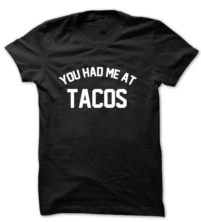 Футболка с надписью you have me at Tacos унисекс хлопковая мексиканской едой много