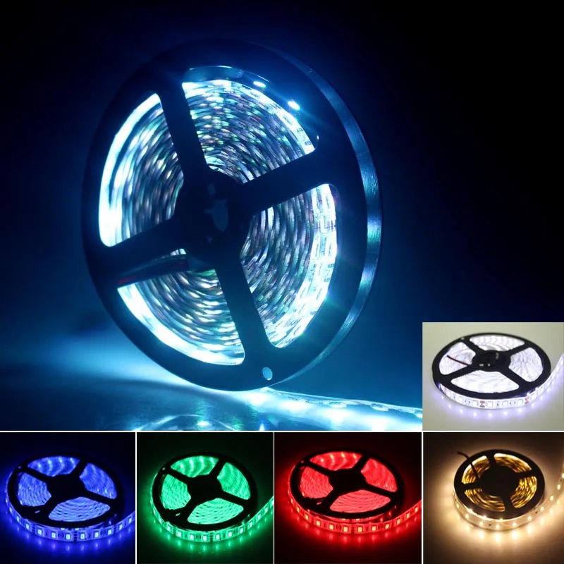 5050 led strip white waterproof 5m rgb 12v tape 2835 smd light 60Led/m ribbon diode indoor deco | Лампы и освещение