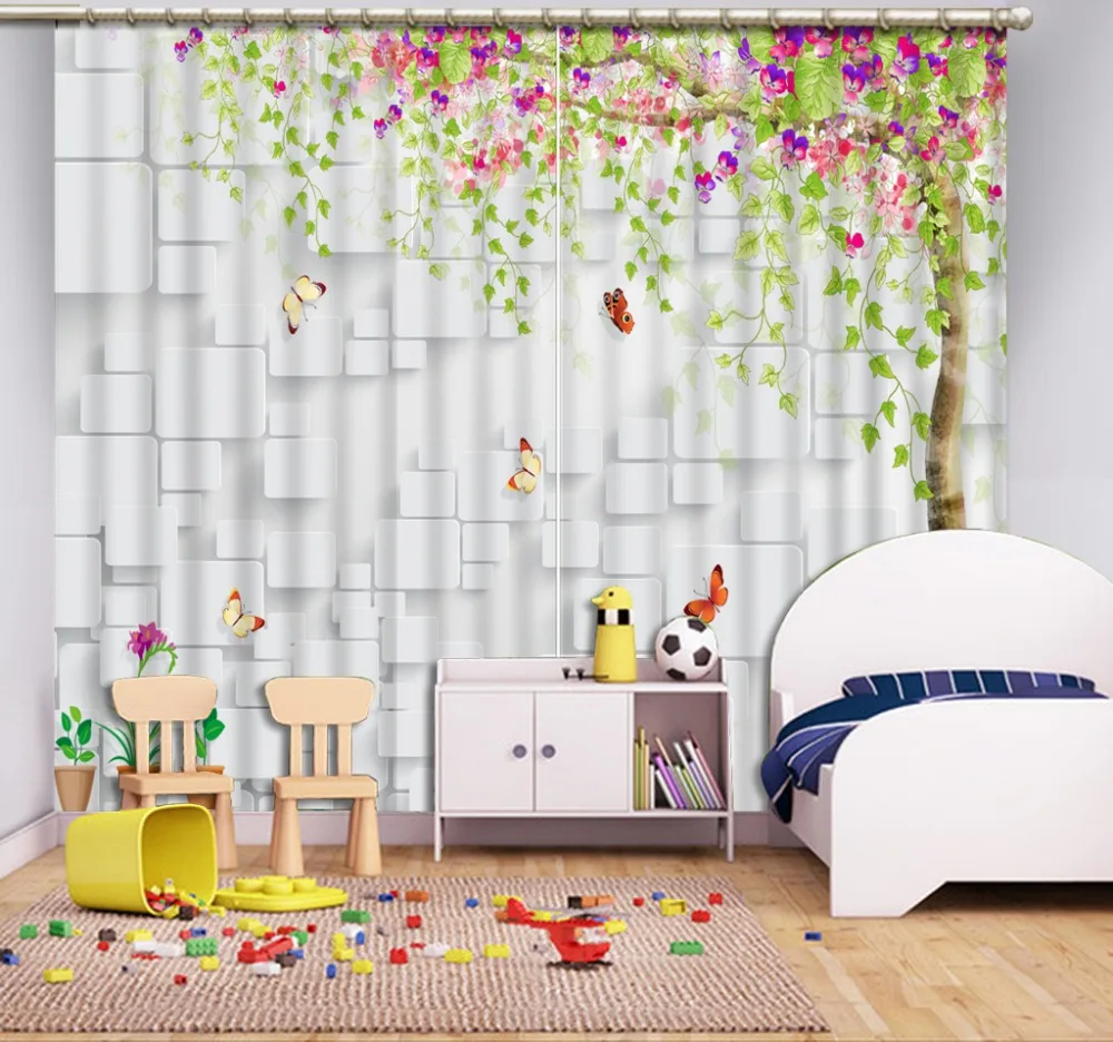 Современные оконные шторы с принтом Короткое дерево занавески для девочек