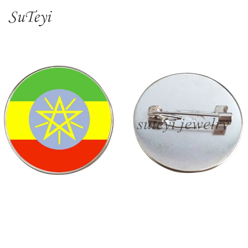 silver SUTEYI, Винтажная брошь в виде значка, Ангола/Бенин/Ботсвана, флаг, стеклянный купол, броши, булавки, ювелирные изделия - Окраска металла: silver