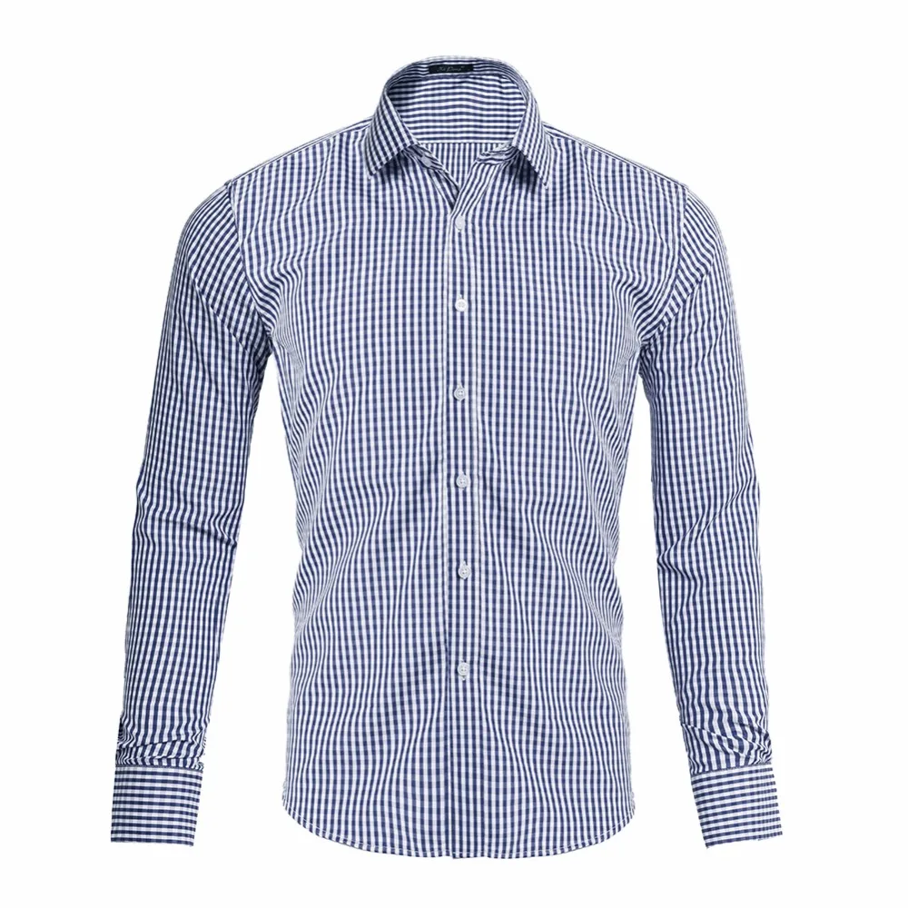 Мужские Повседневное Long Sleeve Gingham Woven Кнопка Пух Рубашки | Мать и ребенок