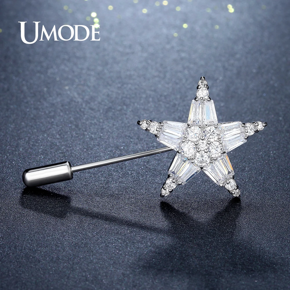 UMODE, прозрачный Фианит, горный хрусталь, кристалл, звезда, брошь для женщин, свадебное ювелирное изделие, аксессуары, броши и булавки UX0010