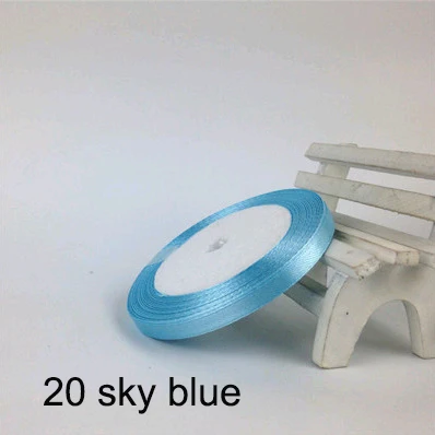 20 sky blue 25 ярдов атласная лента 6 мм корсажные ленты DIY лук Ремесло Декор для упаковки подарков Свадебная вечеринка украшения принадлежности для скрапбукинга - Цвет: 20 sky blue