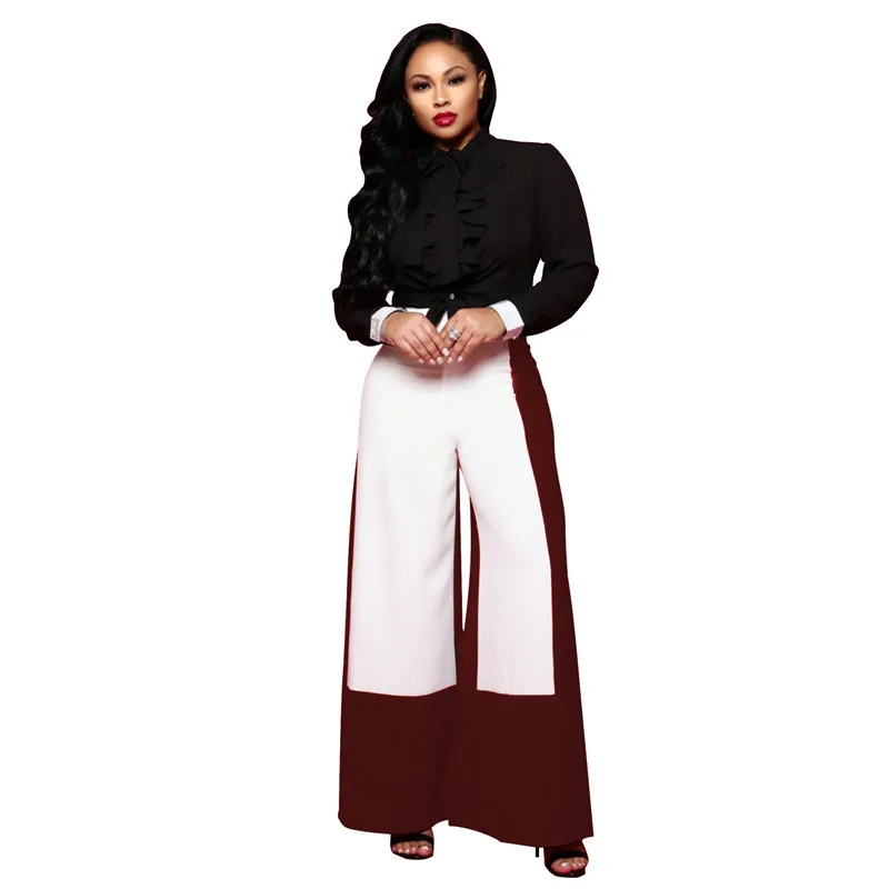 Брюки женские прямые с завышенной талией и широкими штанинами повседневные