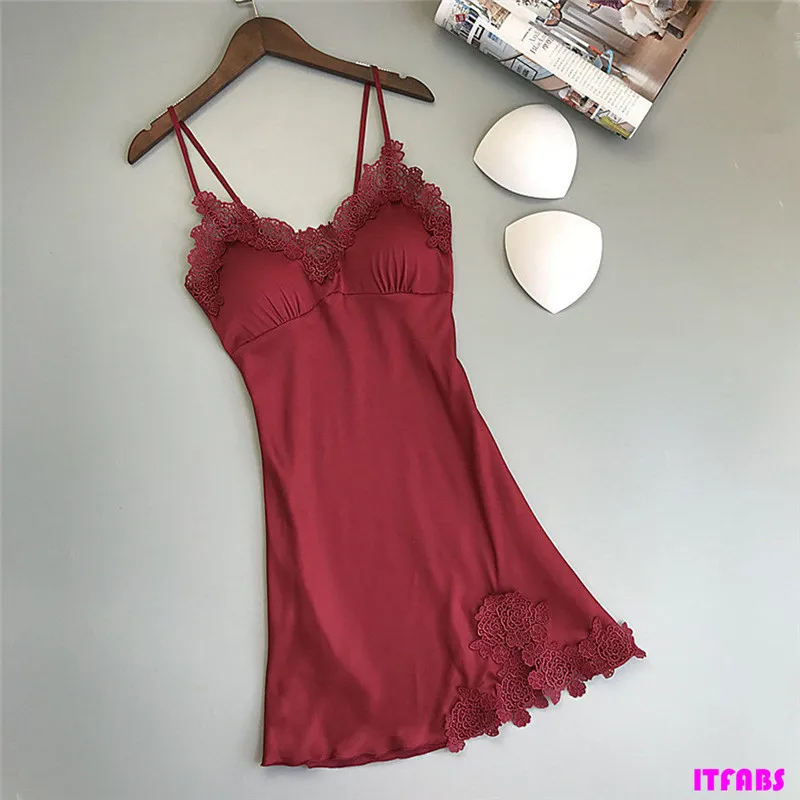 Red Hirigin сексуальное женское белье Ночные рубашки кружево Sleepdress пижамы для женщин Babydoll шелковое пятно нижнее бельё для девочек - Color: Red