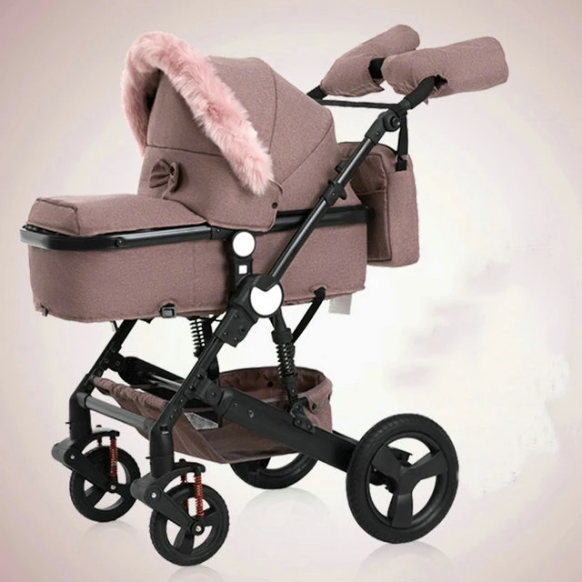 beige Детская коляска 2 в 1, двунаправленная коляска, легкая коляска, качественный амортизатор, детская коляска - Цвет: beige