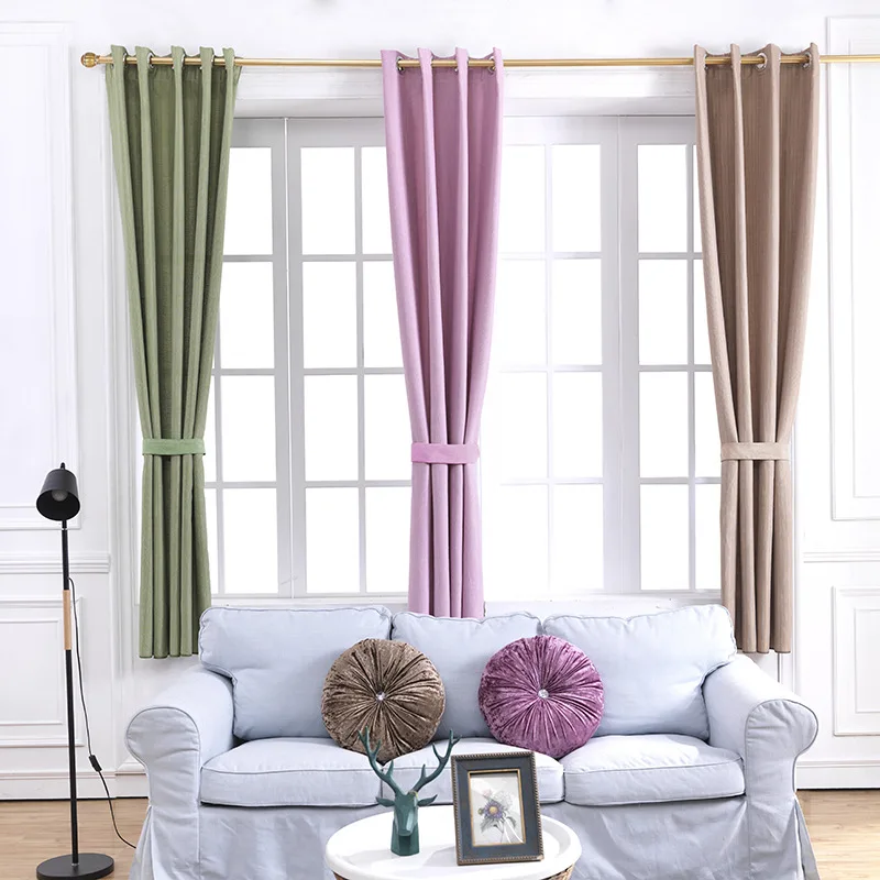 Innovated 85% Blackout Classical Heavy Weight Textured Tiny Plaid Linen Room Modern Curtains Lk33 |