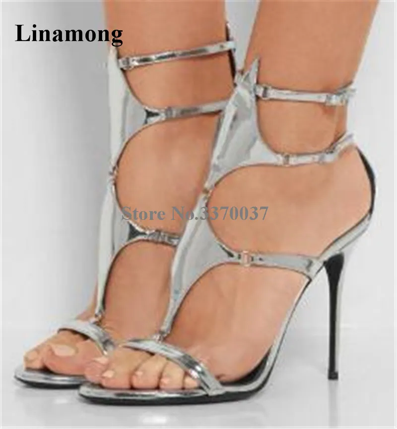 

Women Brand Design Open Toe Stiletto Heel Gladiator Sandals Silver Pink Diamond Square High Heel Sandals Dress Shoes