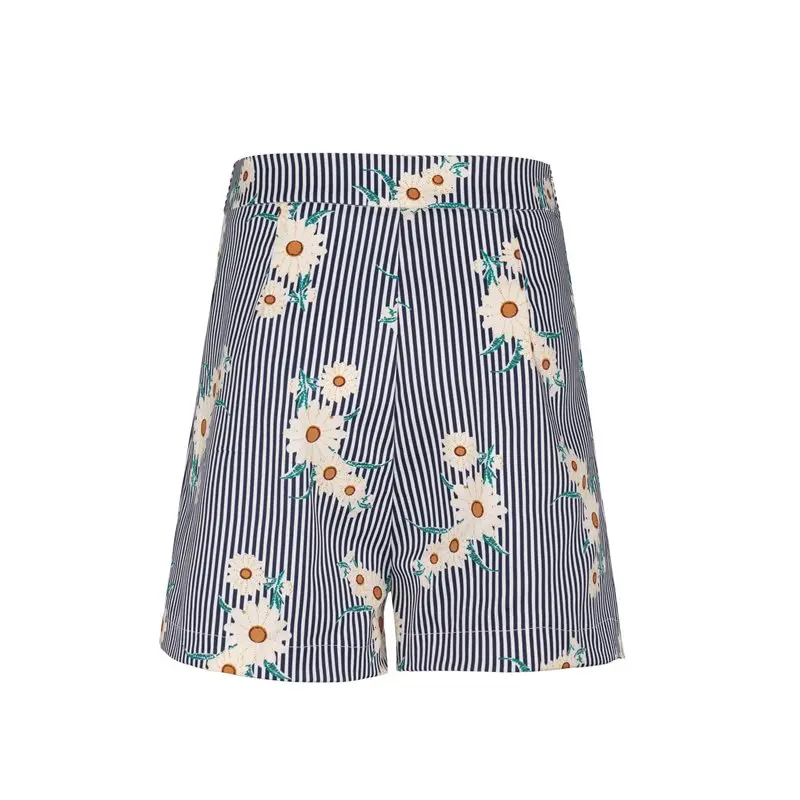 Женские пляжные шорты Boho повседневные свободные в полоску с цветочным принтом и