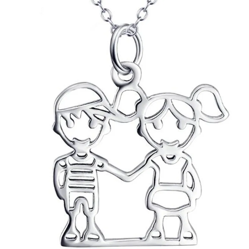 925 стерлингов Серебряные ювелирные изделия для мальчиков и девочек рука об руку
