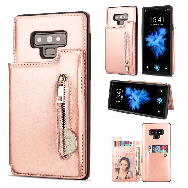 Чехол-книжка в стиле ретро из искусственной кожи для samsung Galaxy S10E S8 S9 S10 Plus Note 8 9, Силиконовый противоударный чехол на молнии с отделением для карт