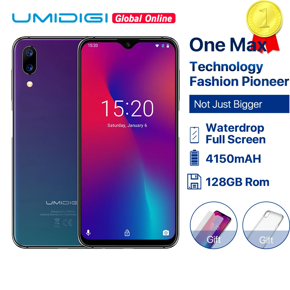 UMIDIGI One Max глобальной Vertion 128GB 6 3 &quotв виде капли воды полный Экран смартфон 4150 мАч NFC