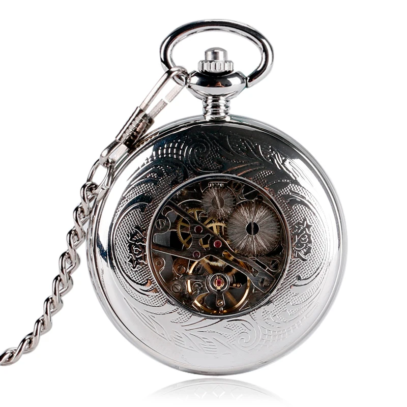 Часы карманные механические в стиле стимпанк, зеркальные, с ручным заводом от AliExpress WW