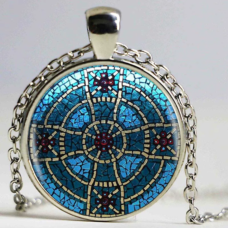 1 шт./лот мозаика мандала цветок 10 видов стилей серебряный цвет ожерелье с