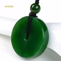 kyszdl natural green stone carving pingan buckle pendant fashion sweater chain stone necklace pendant jewelry