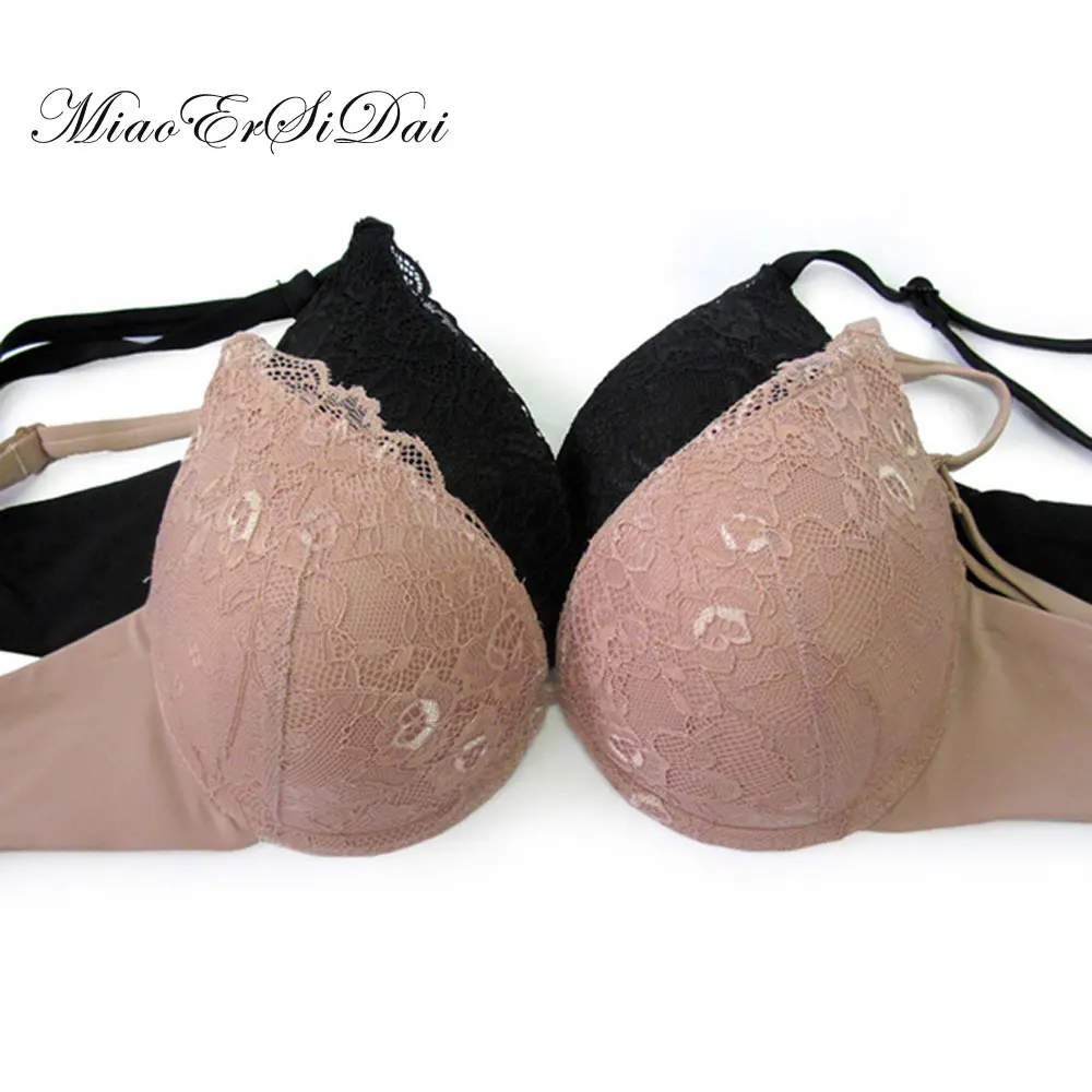 

MiaoErSiDai Women bra black/khaki/white color have A/ B/C/D cup like water drop inner add cup cotton