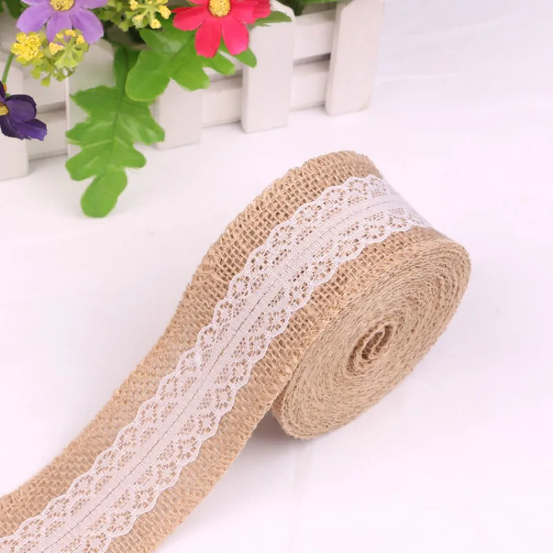 1pc Rustic Wedding Decoration Natural Jute Burlap Ribbon Vintage Bride To Be Baby Souvenirs Party DIY Supplies | Дом и сад