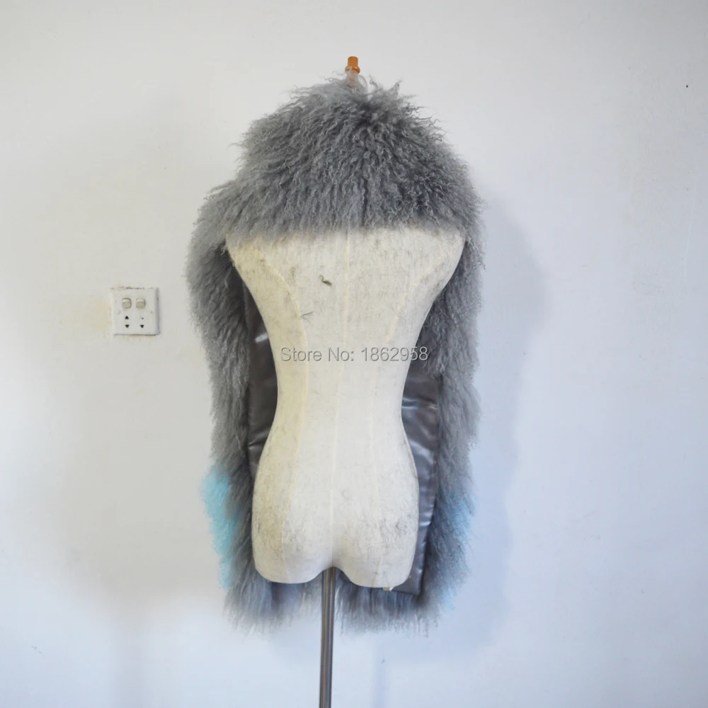 170cm*14CM SJ765 Newest Fashion Mongolia Sheep Scarf with Pockets 2019 Cool Packets Long Fur |