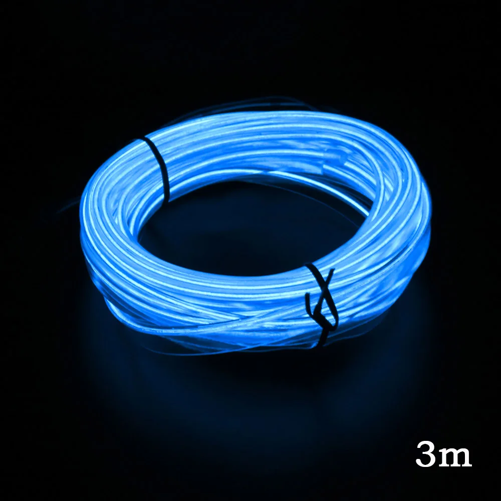 Blue-3m FORAUTO 1 м/2 м/3 м/5 м светодиодные ленты для автомобиля, автомобильная декоративная атмосферная лампа 12 В, гибкая неоновая EL проволочная веревка, внутренний светодиодный светильник для автомобиля - Испускаемый цвет: Blue-3m
