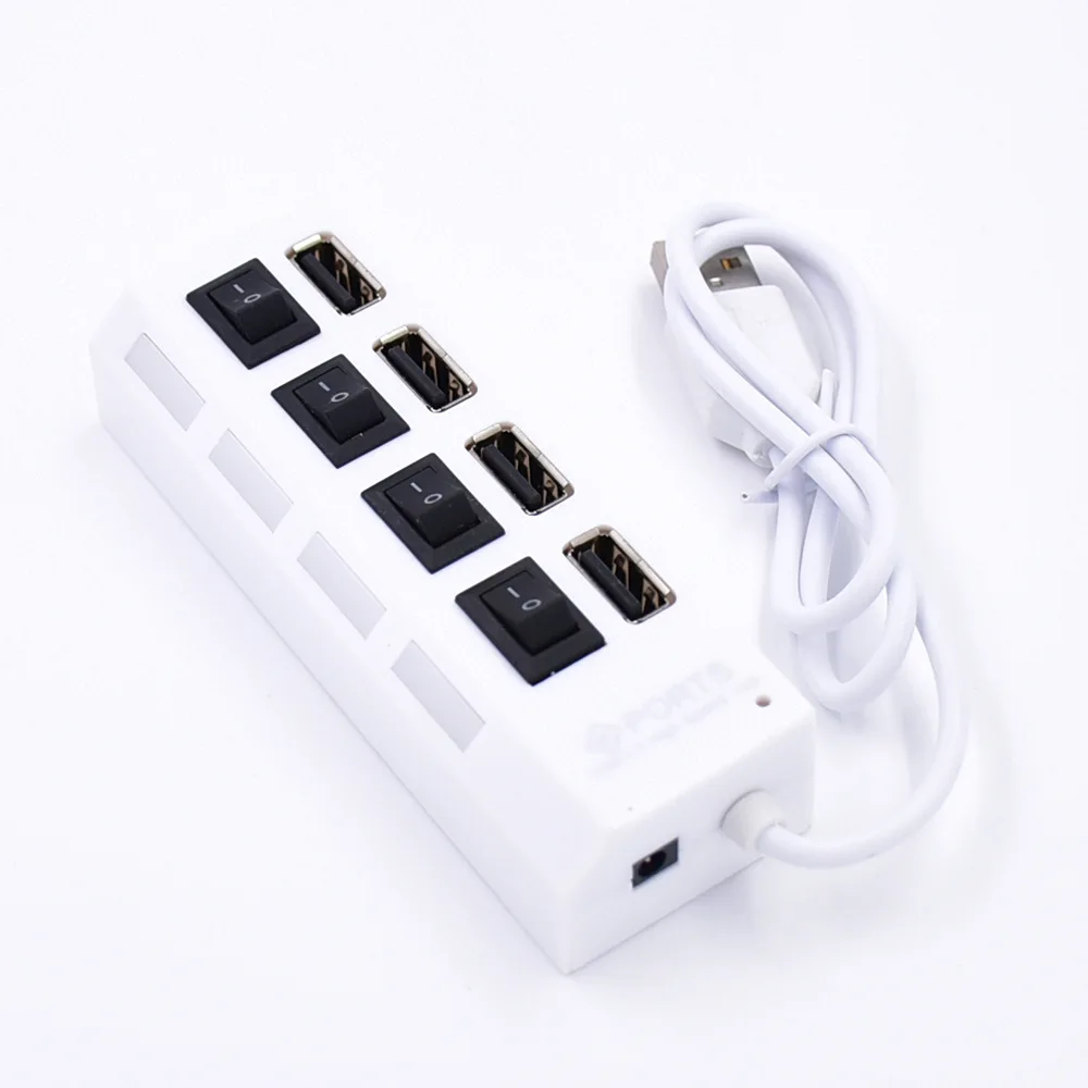 Батарейный блок с usb-портом для Лего и штырьковый светодиодный светильник, набор, четыре/семь портов, usb-хаб, маленький разветвитель - Цвет: 4 ports hub white