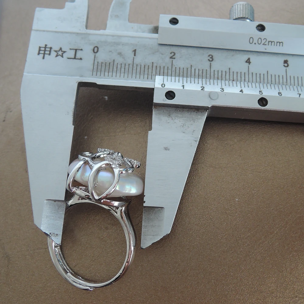 100% NATURE FRESHWATER PEARL RING big coin shape baroque pearl ring .20 mm | Rings