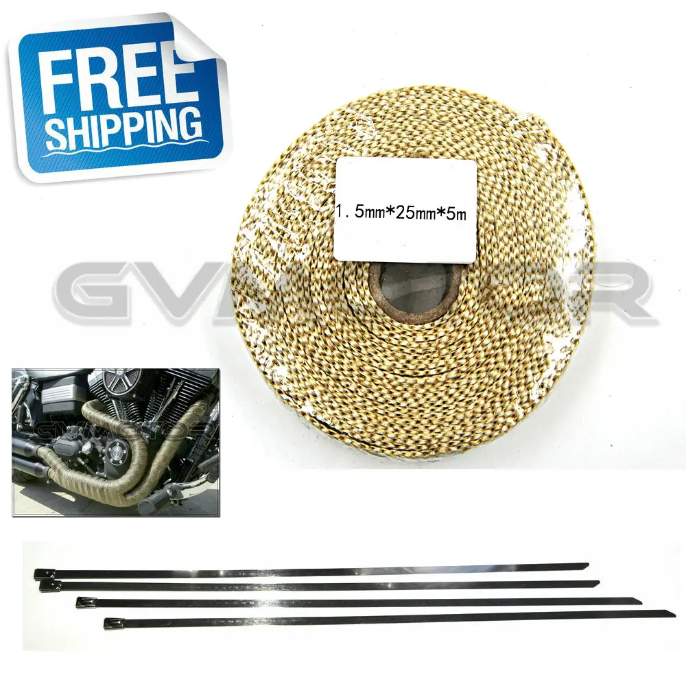 1 шт. негорючая термолента для выхлопных труб 5 мм х 25 м|thermal wrap tape|heat exhausttape exhaust |