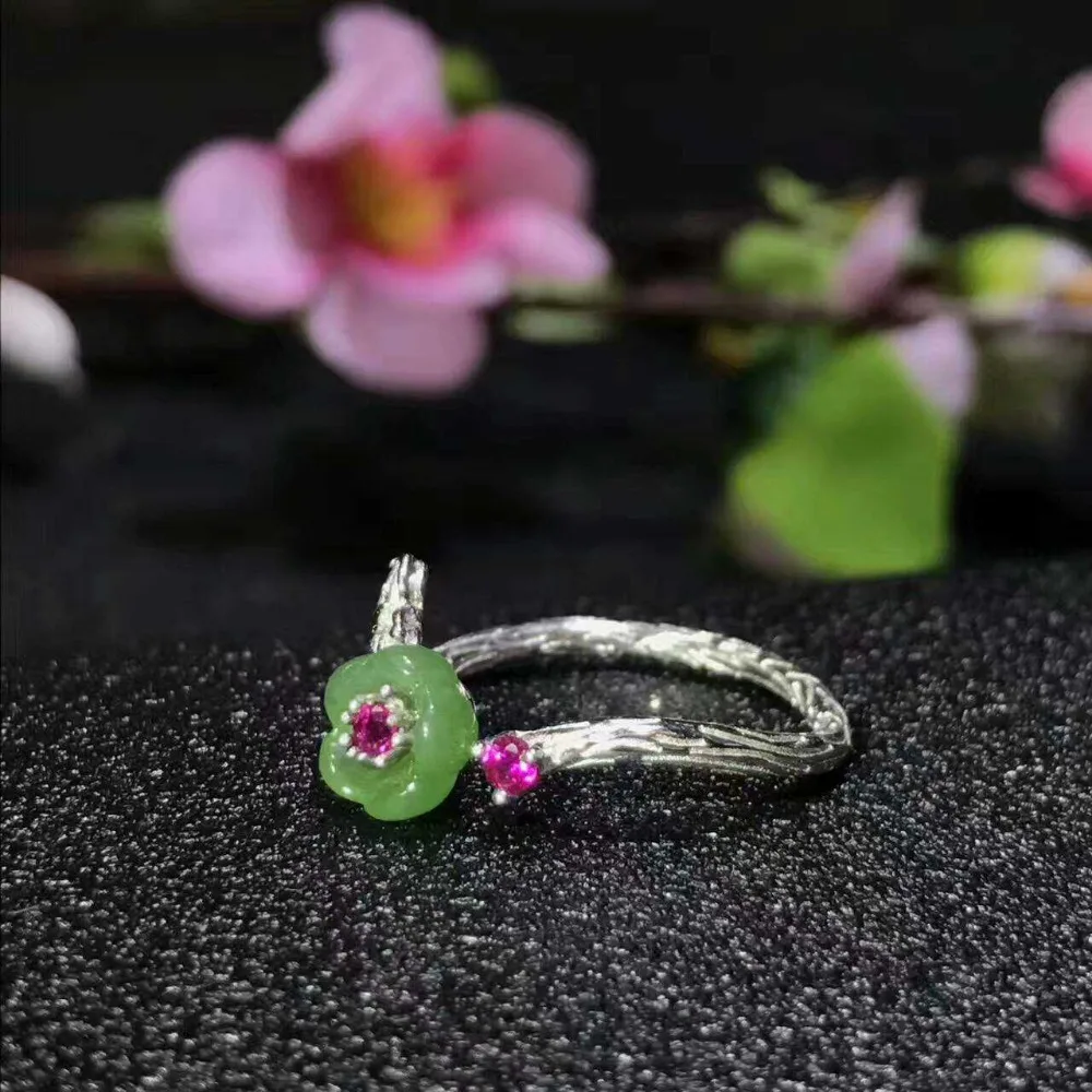Natural new female s925 silver mosaic and Tianbi Jurong face ring mouth yu ring/ | Украшения и аксессуары