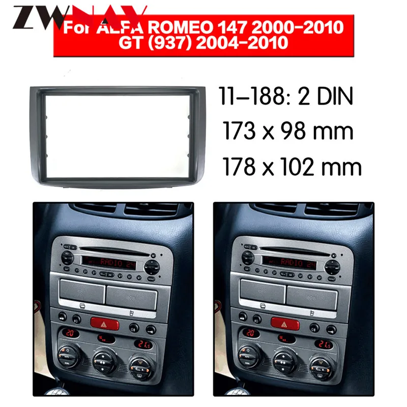 Автомобильный dvd-плеер рамка для 2000-2010 ALFA ROMEO 147 2DIN Авто AC черный LHD RHD Авто радио мультимедиа NAVI fascia