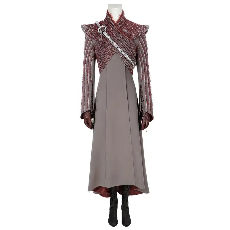 Costume wirh Shoes Дейенерис Таргариен костюм платье Игра престолов Сезон 8 Косплей мать драконов плащ и обувь Хэллоуин наряд индивидуальный заказ - Цвет: Costume wirh Shoes