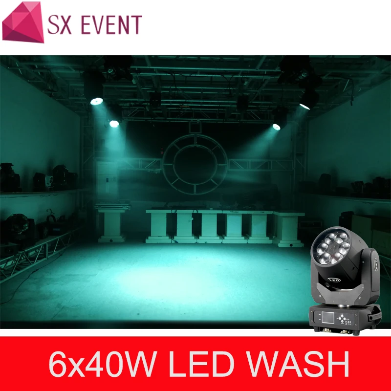 6x40 W Bee Eyes Moving Head Light RGBW 4in1 LED Wash Zoom Moving Head DMX Channel Stage Light para DJ Disco Nightclub 2PCS/lot