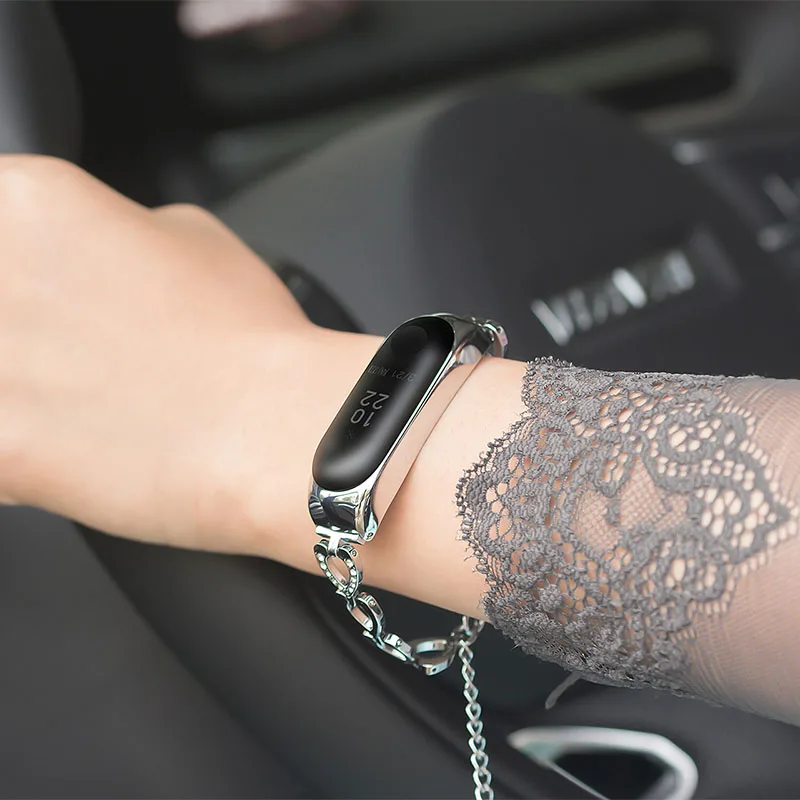 Алмазный браслет для спортивной камеры Xiao Mi Band 3 и 4 Нержавеющая сталь браслет Xiaomi Xaiomi Xiami Xaomi Xaiomy ремень