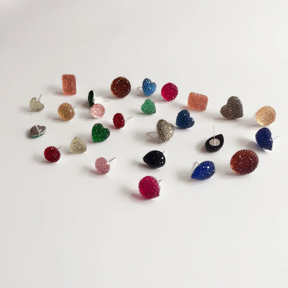 Серьги гвоздики из полимерной смолы 10 14 мм разные цвета 20 пар/лот оригинальные